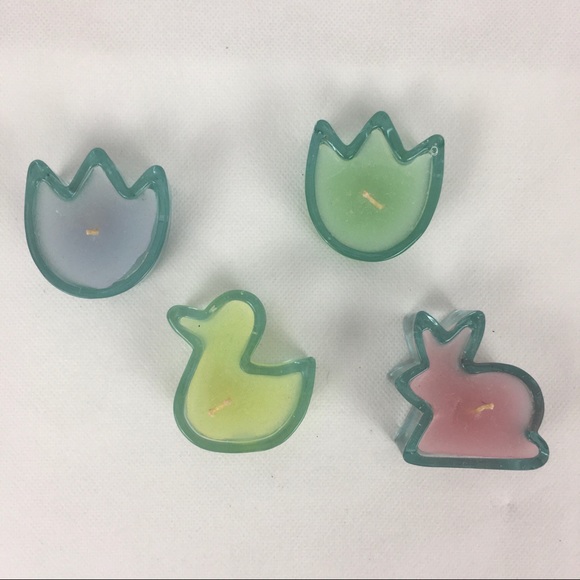 Glass Tulip Bunny Rabbit Duck Candle Set - Picture 2 of 3